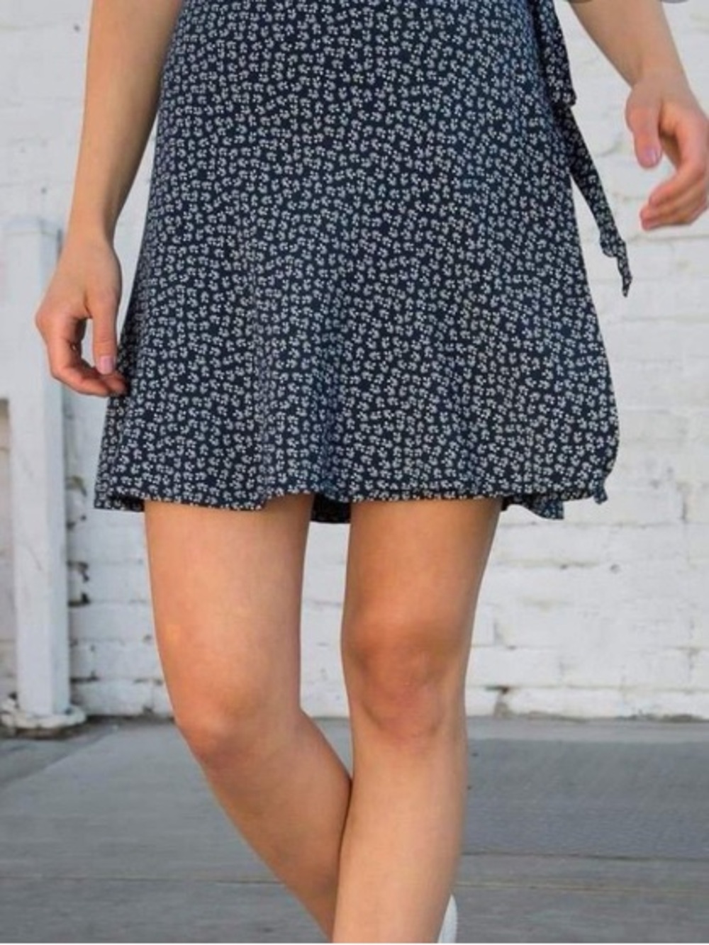 Brandy Melville Navy Floral Tie Mini Skirt